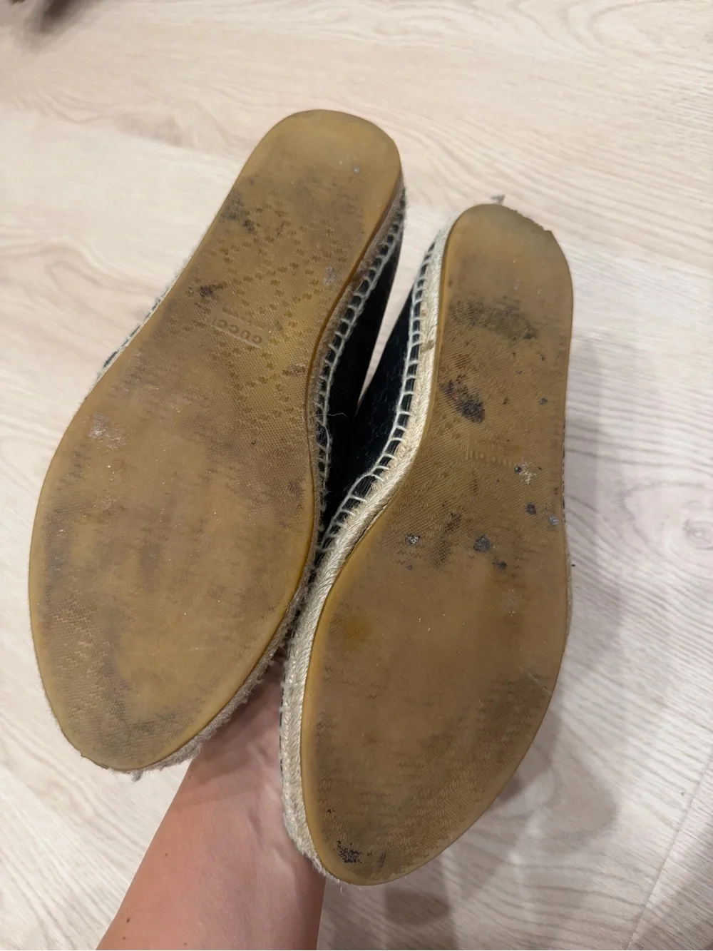 Gucci Black Leather Women's Espadrille Flats